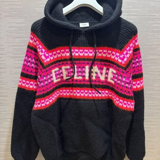 💎Han's house精品服飾💎 CELINE 刺繡 羊毛 連帽 毛衣 帽T 男女共穿 現貨 L  原價55600-1