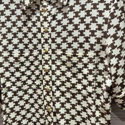 💎Han's house精品服飾💎celine 凱旋門 滿版 針織 羊毛和山羊絨 連身裙 洋裝 現貨 L 原價87600-3