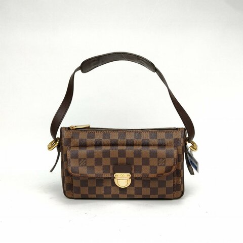 LOUIS VUITTON 中古賓士單肩包棕色棋盤格PVC金扣2006肩背包