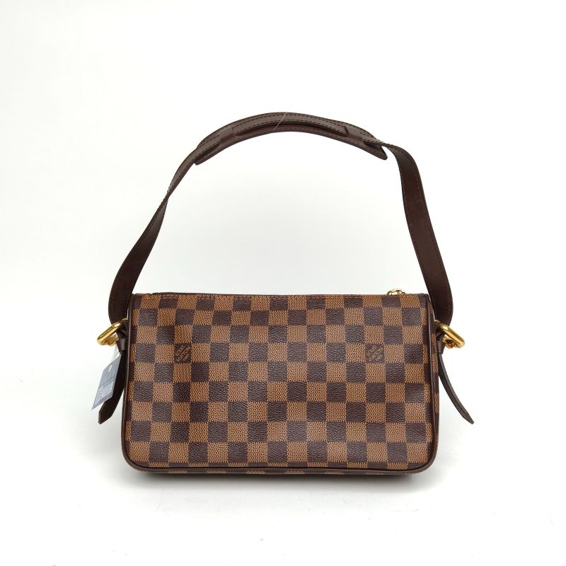 LOUIS VUITTON 中古賓士單肩包棕色棋盤格PVC金扣2006肩背包-2