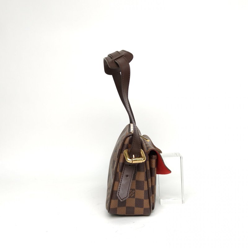 LOUIS VUITTON 中古賓士單肩包棕色棋盤格PVC金扣2006肩背包-3