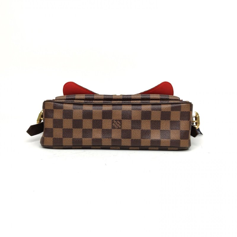 LOUIS VUITTON 中古賓士單肩包棕色棋盤格PVC金扣2006肩背包-4