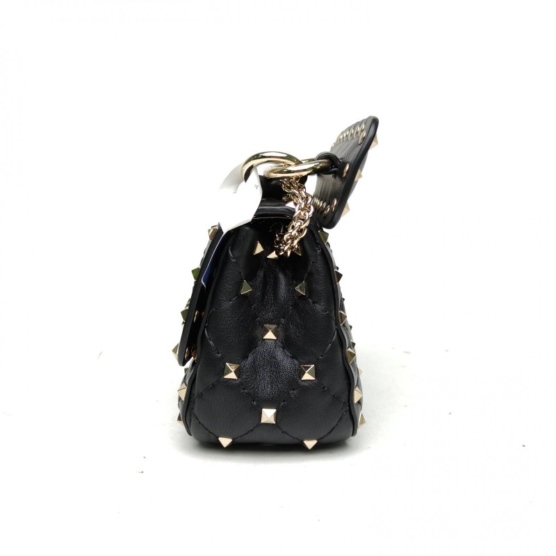 VALENTINO 黑色羊皮華倫天奴斜背包MINI鉚釘肩背包-1