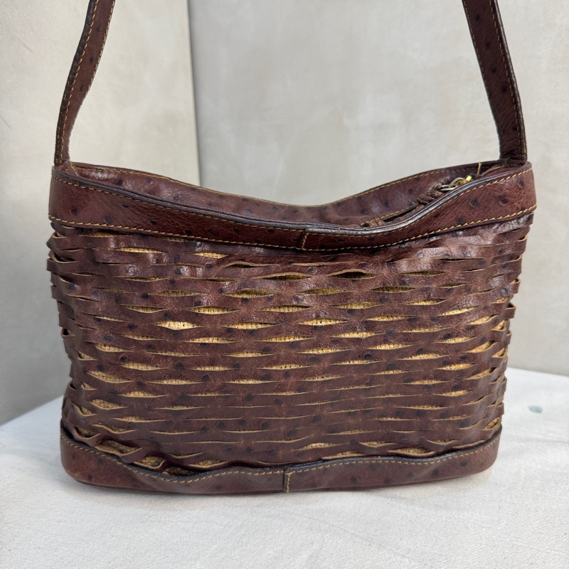 【赫蒂國際精品】Fendi 復古鴕鳥皮編織斜背包 vintage 二手 中古-5