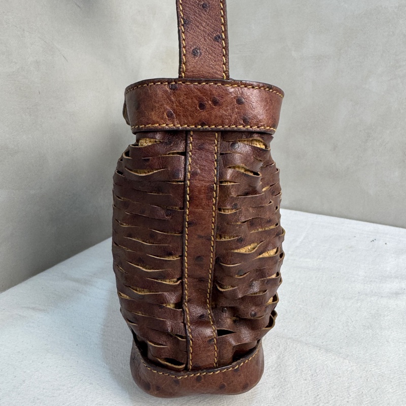【赫蒂國際精品】Fendi 復古鴕鳥皮編織斜背包 vintage 二手 中古-7