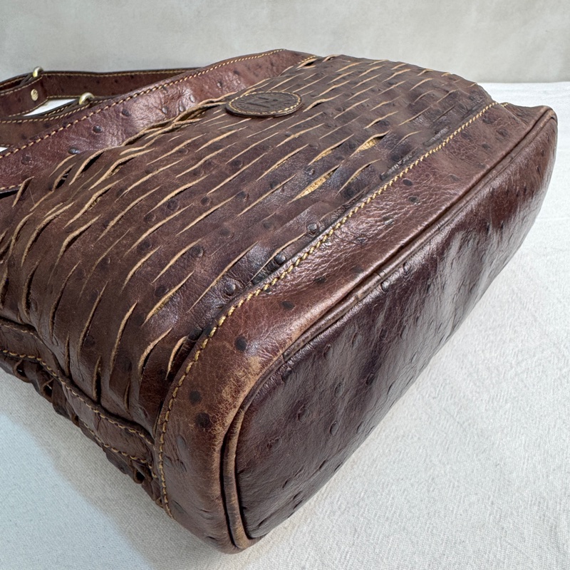 【赫蒂國際精品】Fendi 復古鴕鳥皮編織斜背包 vintage 二手 中古-9