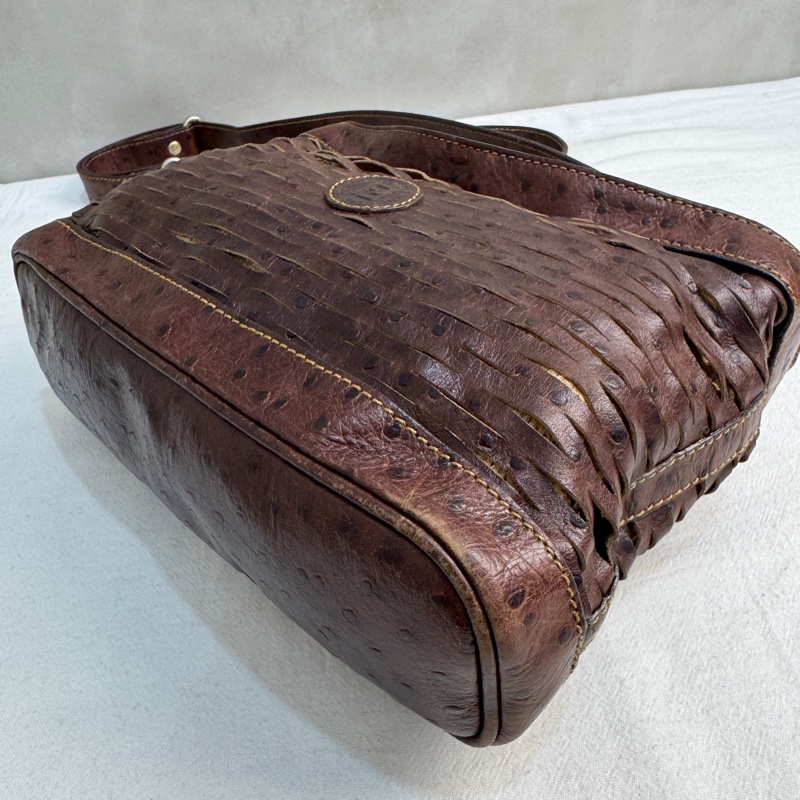 【赫蒂國際精品】Fendi 復古鴕鳥皮編織斜背包 vintage 二手 中古-10
