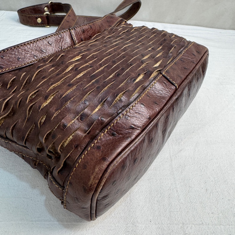 【赫蒂國際精品】Fendi 復古鴕鳥皮編織斜背包 vintage 二手 中古-11