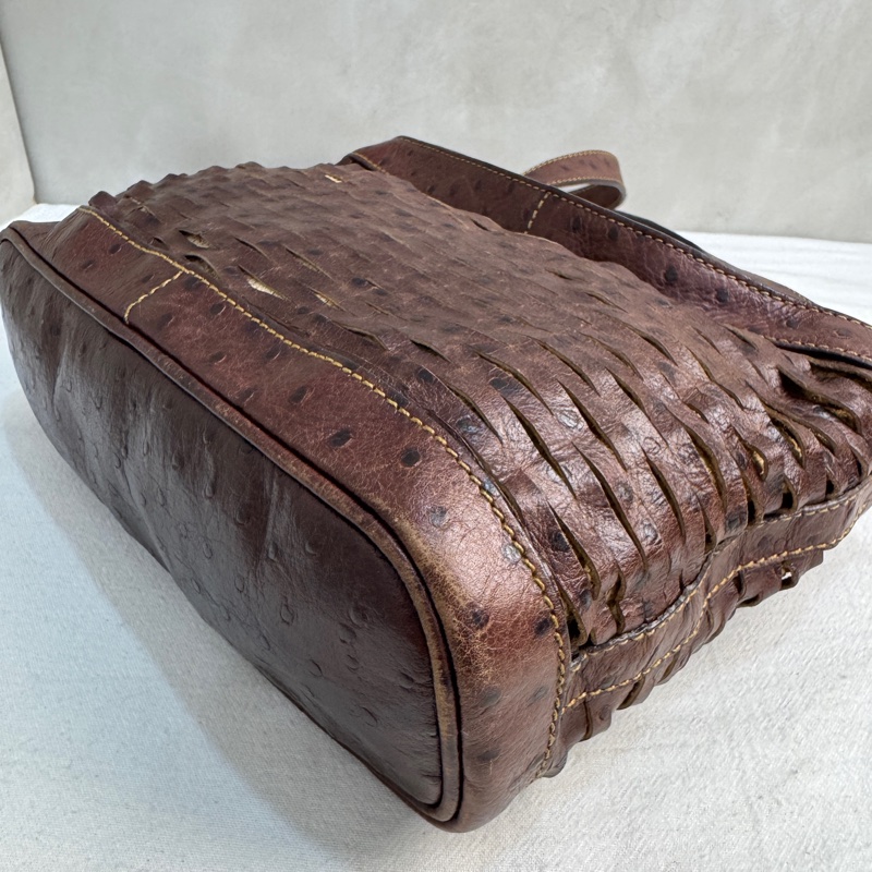 【赫蒂國際精品】Fendi 復古鴕鳥皮編織斜背包 vintage 二手 中古-12