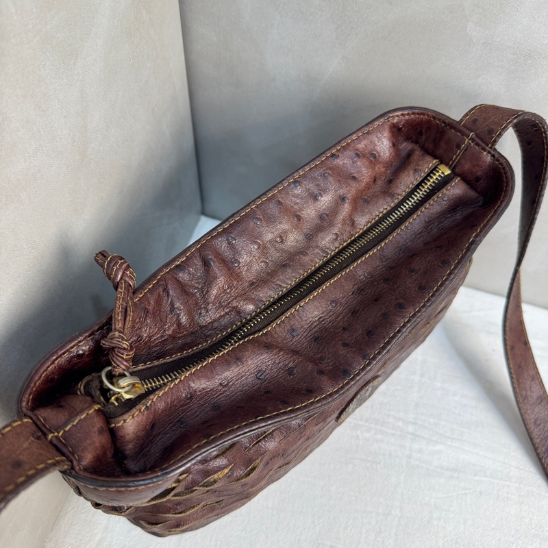 【赫蒂國際精品】Fendi 復古鴕鳥皮編織斜背包 vintage 二手 中古-13