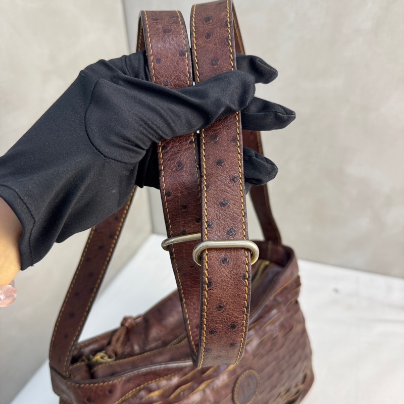 【赫蒂國際精品】Fendi 復古鴕鳥皮編織斜背包 vintage 二手 中古-15