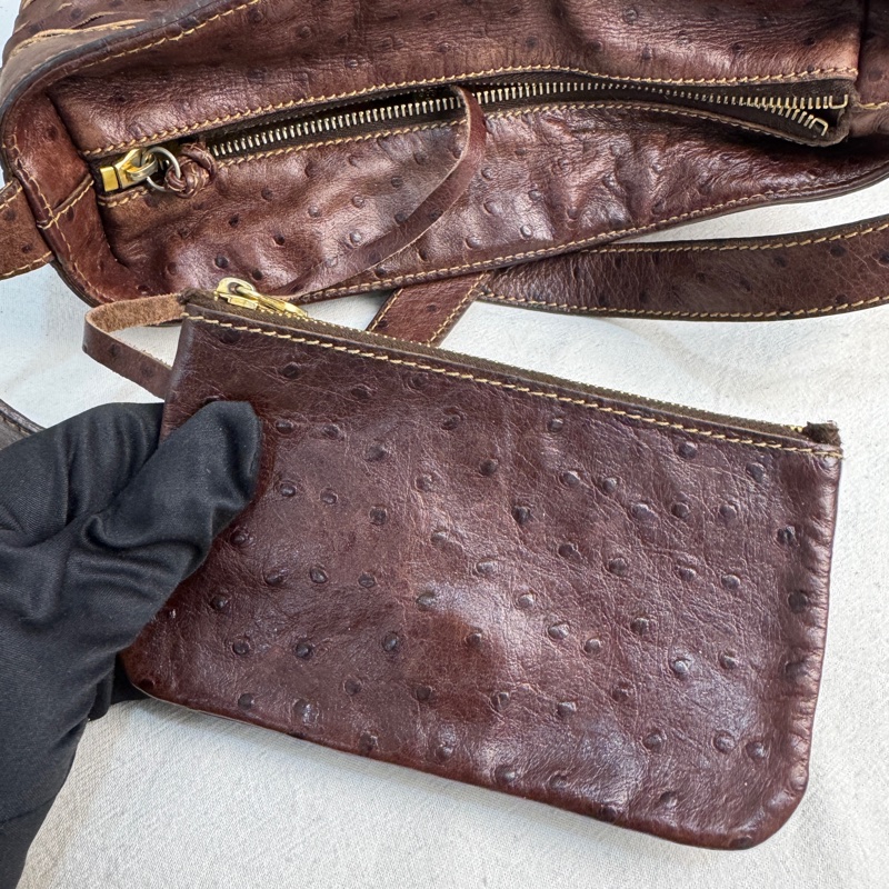 【赫蒂國際精品】Fendi 復古鴕鳥皮編織斜背包 vintage 二手 中古-17
