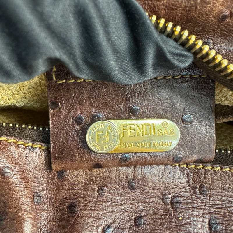 【赫蒂國際精品】Fendi 復古鴕鳥皮編織斜背包 vintage 二手 中古-19