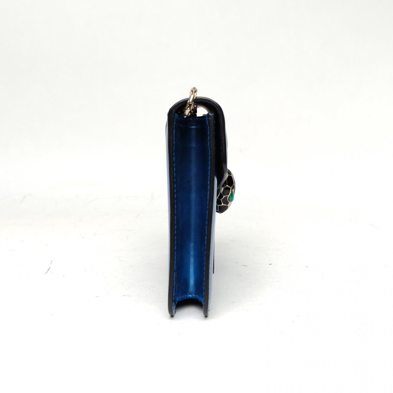 BVLGARI SerpentiForever鏈條蛇頭包藍色牛皮肩背包-3
