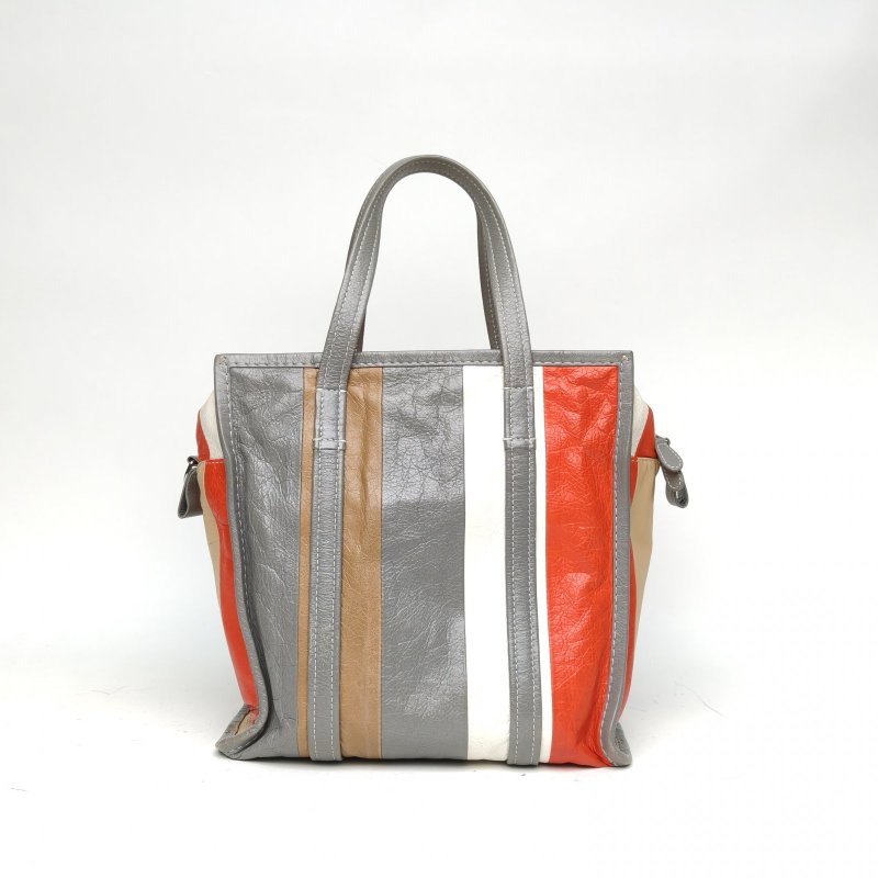 BALENCIAGA 拼色羊皮bazarshopper手提豎版托特包肩背包-2