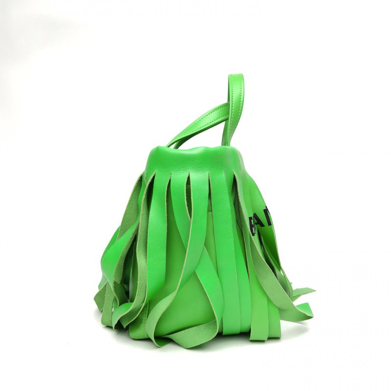 BALENCIAGA 綠色牛皮銀扣流蘇手提包肩背包-1