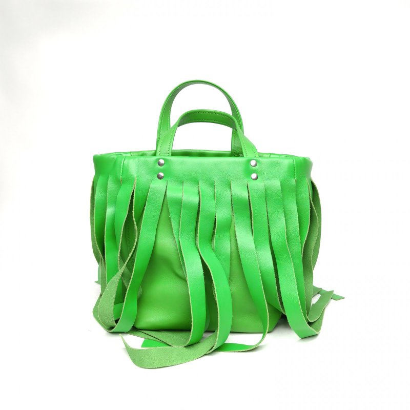 BALENCIAGA 綠色牛皮銀扣流蘇手提包肩背包-2