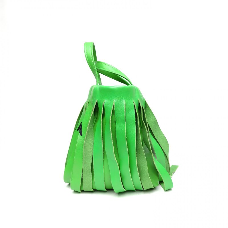 BALENCIAGA 綠色牛皮銀扣流蘇手提包肩背包-3