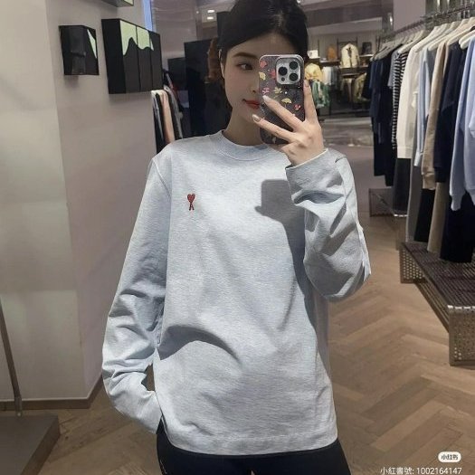💎Han's house精品服飾💎 AMI PARIS 刺繡 愛心 長 T  長袖 現貨 L / XXXL 原價6800-0