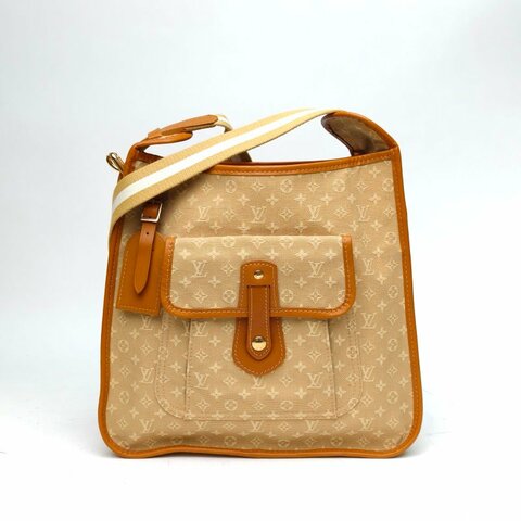 LOUIS VUITTON 棕色帆布金扣2005中古牛角單肩包肩背包