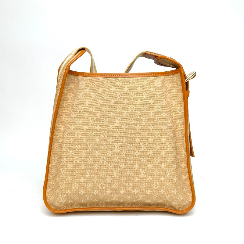 LOUIS VUITTON 棕色帆布金扣2005中古牛角單肩包肩背包-2