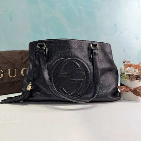 GUCCI SOHO黑色牛皮流蘇肩背包