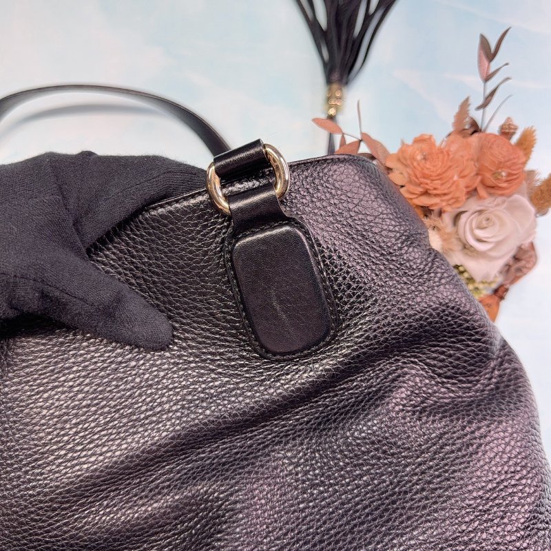 GUCCI SOHO黑色牛皮流蘇肩背包-6
