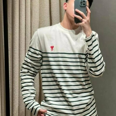 💎Han's house精品服飾💎 AMI PARIS 愛心 刺繡 長 T  長袖 葡萄牙製 男女共穿 現貨 M