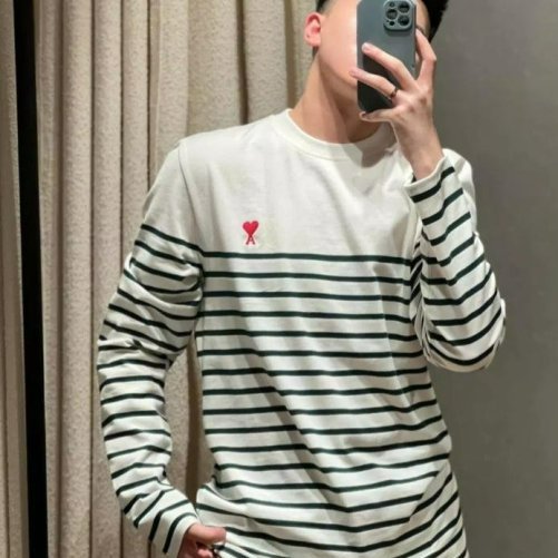 💎Han's house精品服飾💎 AMI PARIS 愛心 刺繡 長 T  長袖 葡萄牙製 男女共穿 現貨 M-0