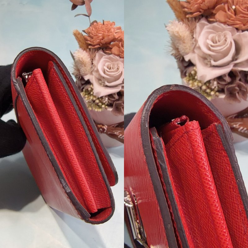 LV Twist水波紋皮革紅銀扣鎖長夾-5