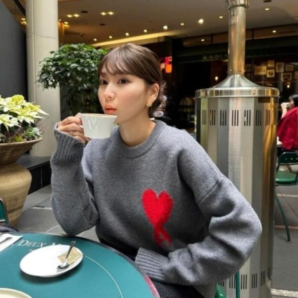 💎Han's house精品服飾💎AMI PARIS 愛心 刺繡 美利奴羊毛 毛衣 葡萄牙製 男女共穿 可手水洗 現貨 XS/S-4