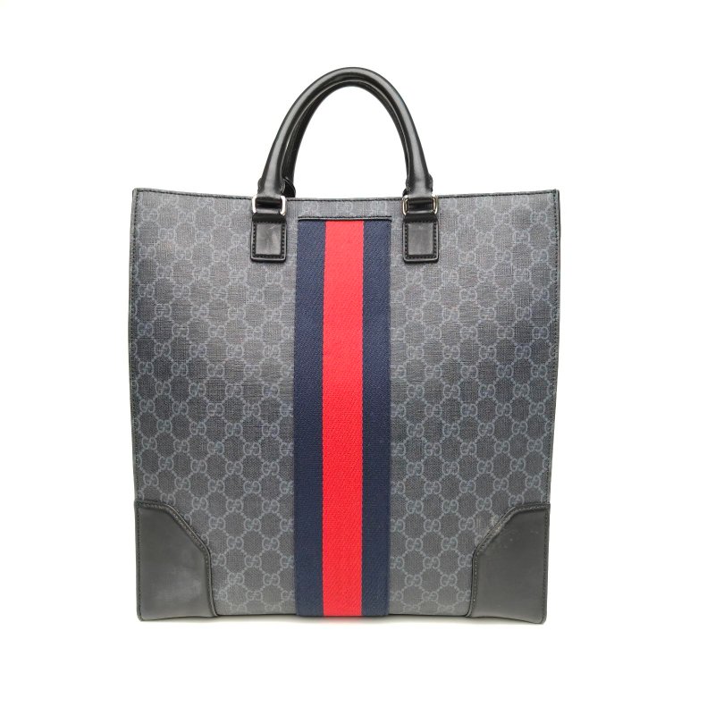 GUCCI 老花PVC銀扣刺繡虎頭tote肩背包-2