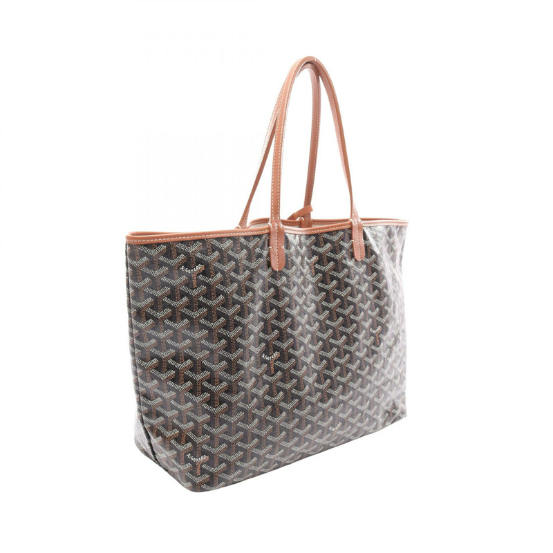 GOYARD Saint Louis PM 手提包，帆布皮革，黑色、棕色、多色，二手女款-1