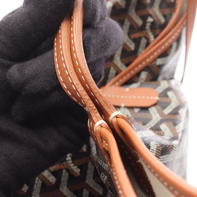 GOYARD Saint Louis PM 手提包，帆布皮革，黑色、棕色、多色，二手女款-11