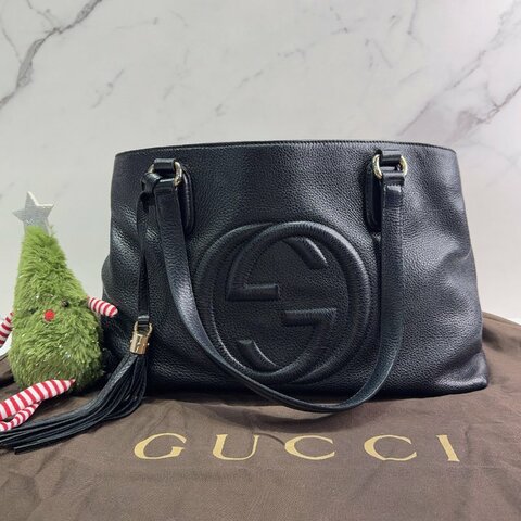 GUCCI SOHO GG黑色牛皮肩背包