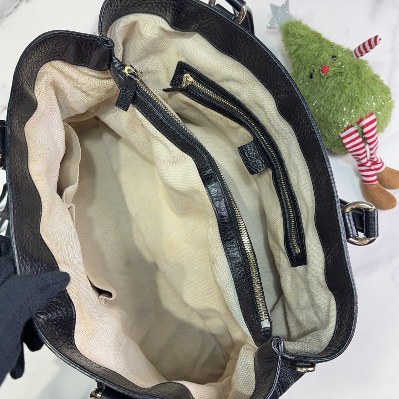 GUCCI SOHO GG黑色牛皮肩背包-4