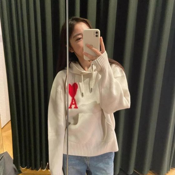 💎Han's house精品服飾💎AMI PARIS 愛心 刺繡 美利奴羊毛 連帽 毛衣 葡萄牙製 男女共穿 可手水洗現貨 XS/S-0
