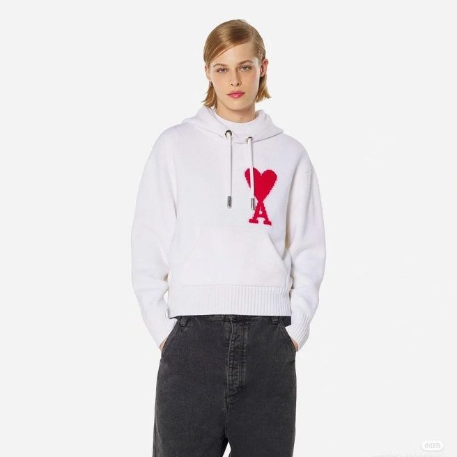 💎Han's house精品服飾💎AMI PARIS 愛心 刺繡 美利奴羊毛 連帽 毛衣 葡萄牙製 男女共穿 可手水洗現貨 XS/S-8