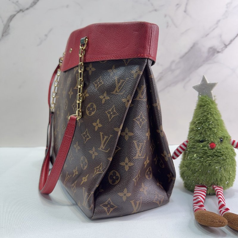 LV Monogram Pallas老花紅皮革肩背包-2