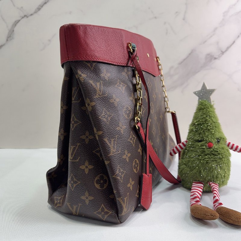 LV Monogram Pallas老花紅皮革肩背包-3