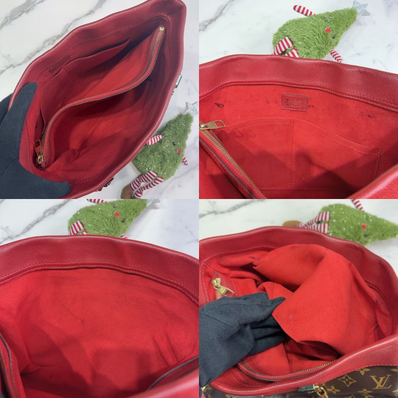 LV Monogram Pallas老花紅皮革肩背包-4