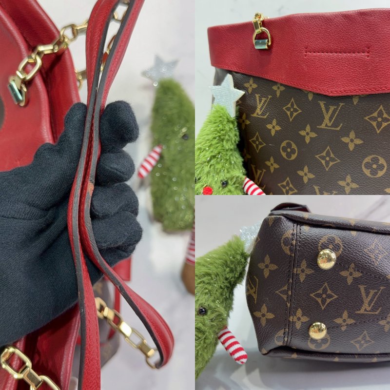 LV Monogram Pallas老花紅皮革肩背包-5