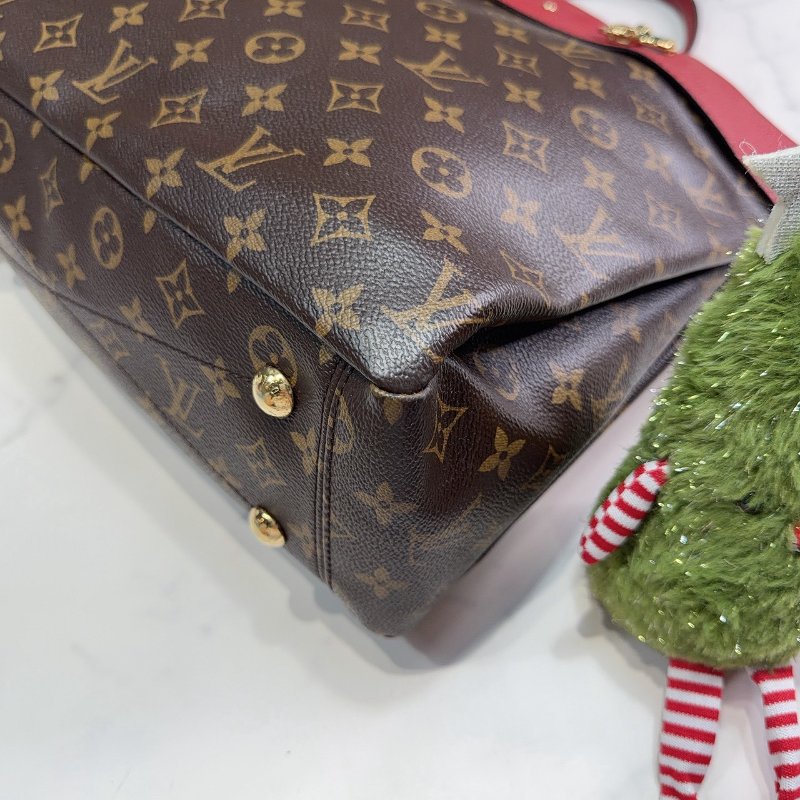 LV Monogram Pallas老花紅皮革肩背包-7