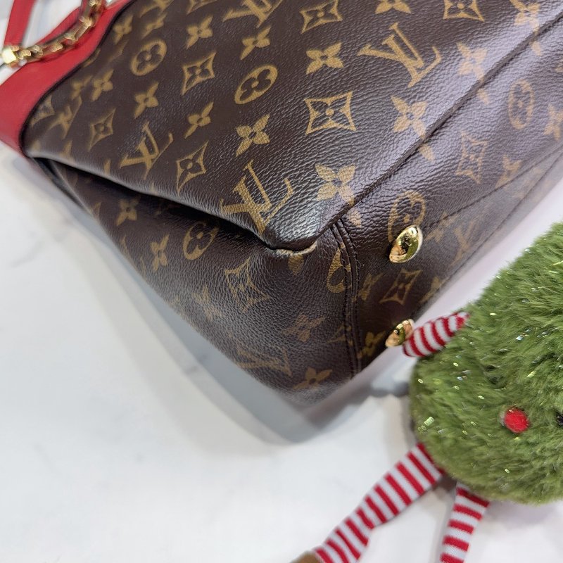 LV Monogram Pallas老花紅皮革肩背包-8