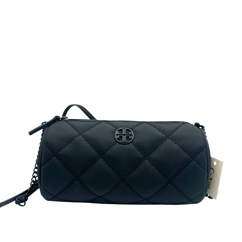 【美收精品】TORY BURCH 菱格黑色圓桶鍊條包 C-500【隔月月中將轉賣至日本 上架期限30天】-0