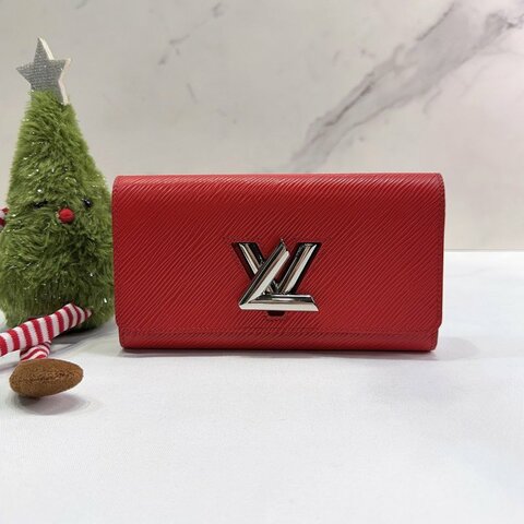 LV Twist Epi 水波紋紅銀扣鎖長夾
