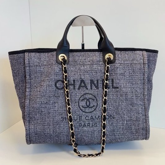 香奈兒/Chanel 灰黑色 帆佈手提沙灘托特包-0