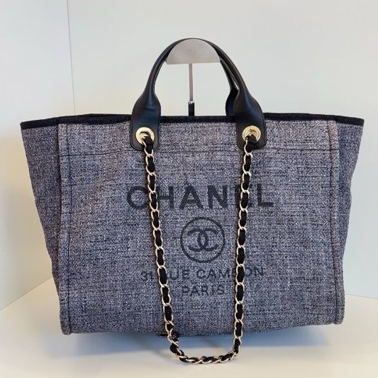 香奈兒/Chanel 灰黑色 帆佈手提沙灘托特包-6
