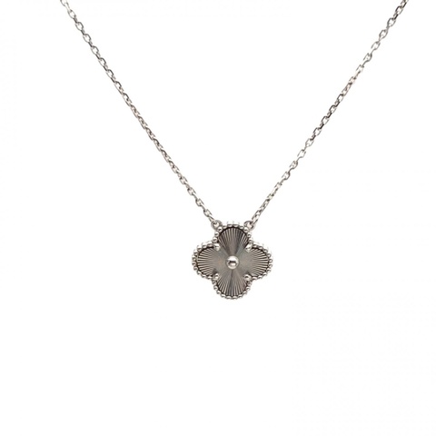 VAN CLEEF&ARPELS VintageAlhambra中號單花項鏈鐳射18K白金項鏈
