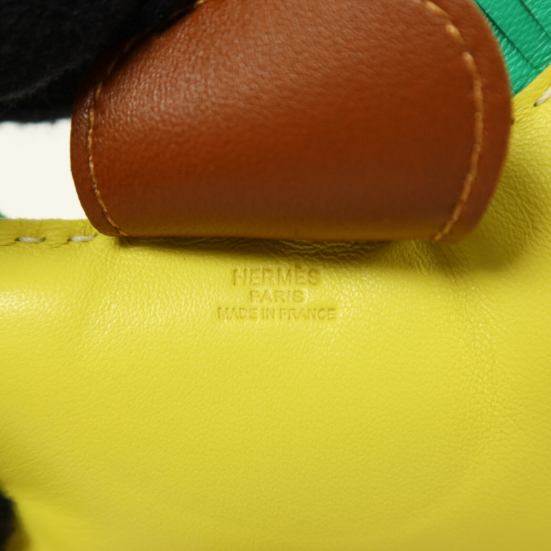 HERMES Milo皮革Rodeo GM掛飾Lime/Mint/Gold-4